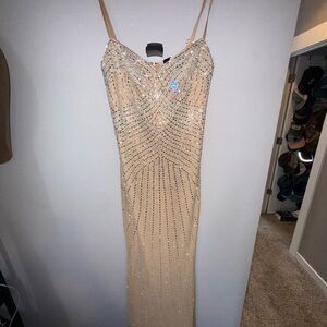 Windsor Embellished Nude/Champagne Evening Slip Dress
